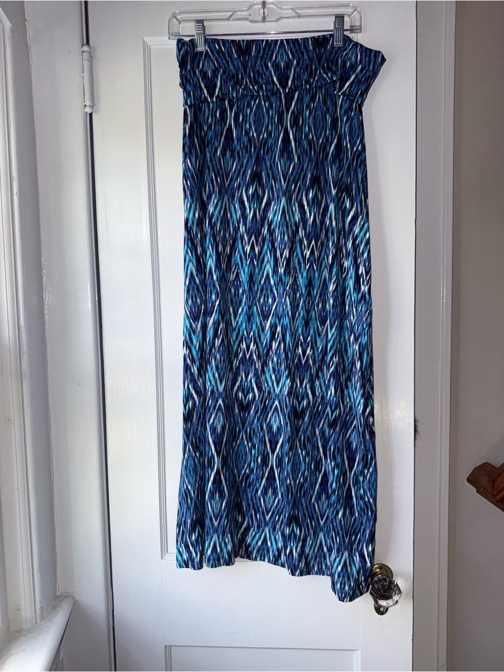 Cynthia Rowley Blue Multi-Pattern Strapless Maxi Skirt